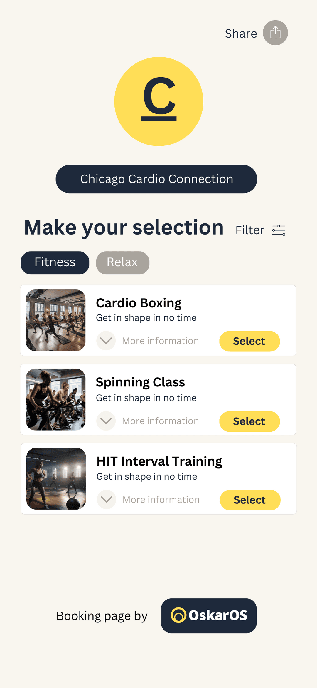 Ready to sweat? Here's your booking app!